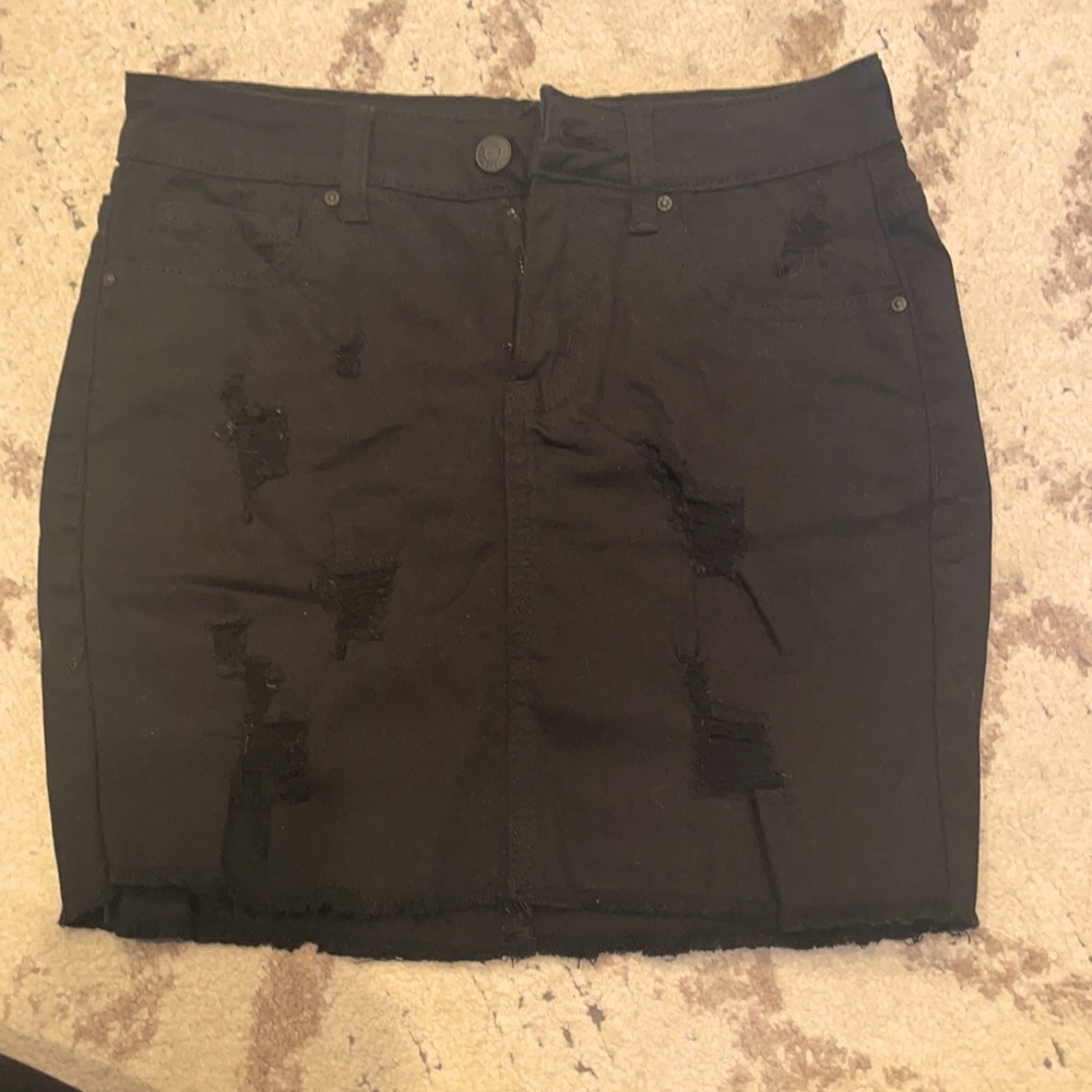 Black denim skirt